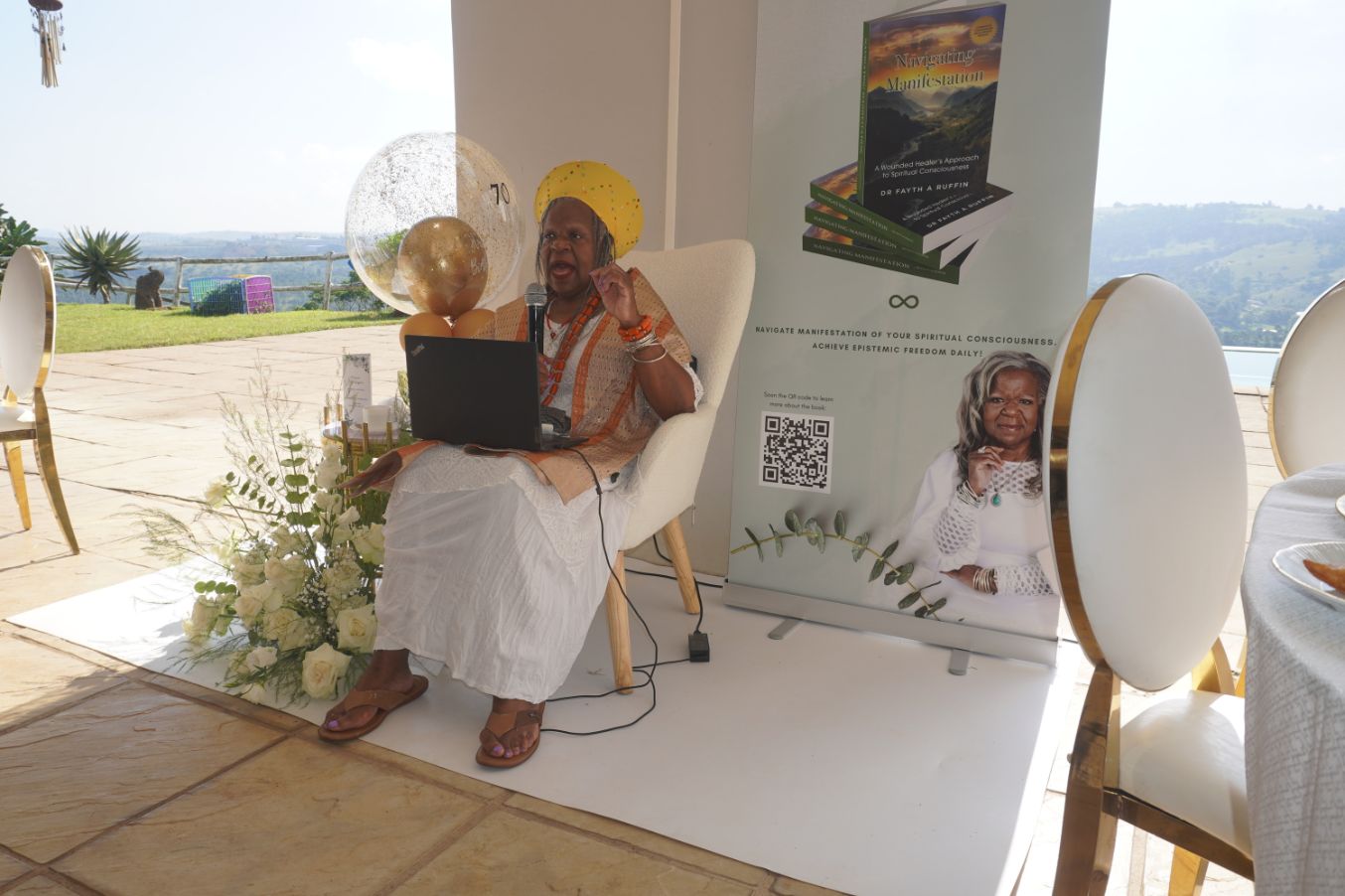 Prof Fayth doing a book reading