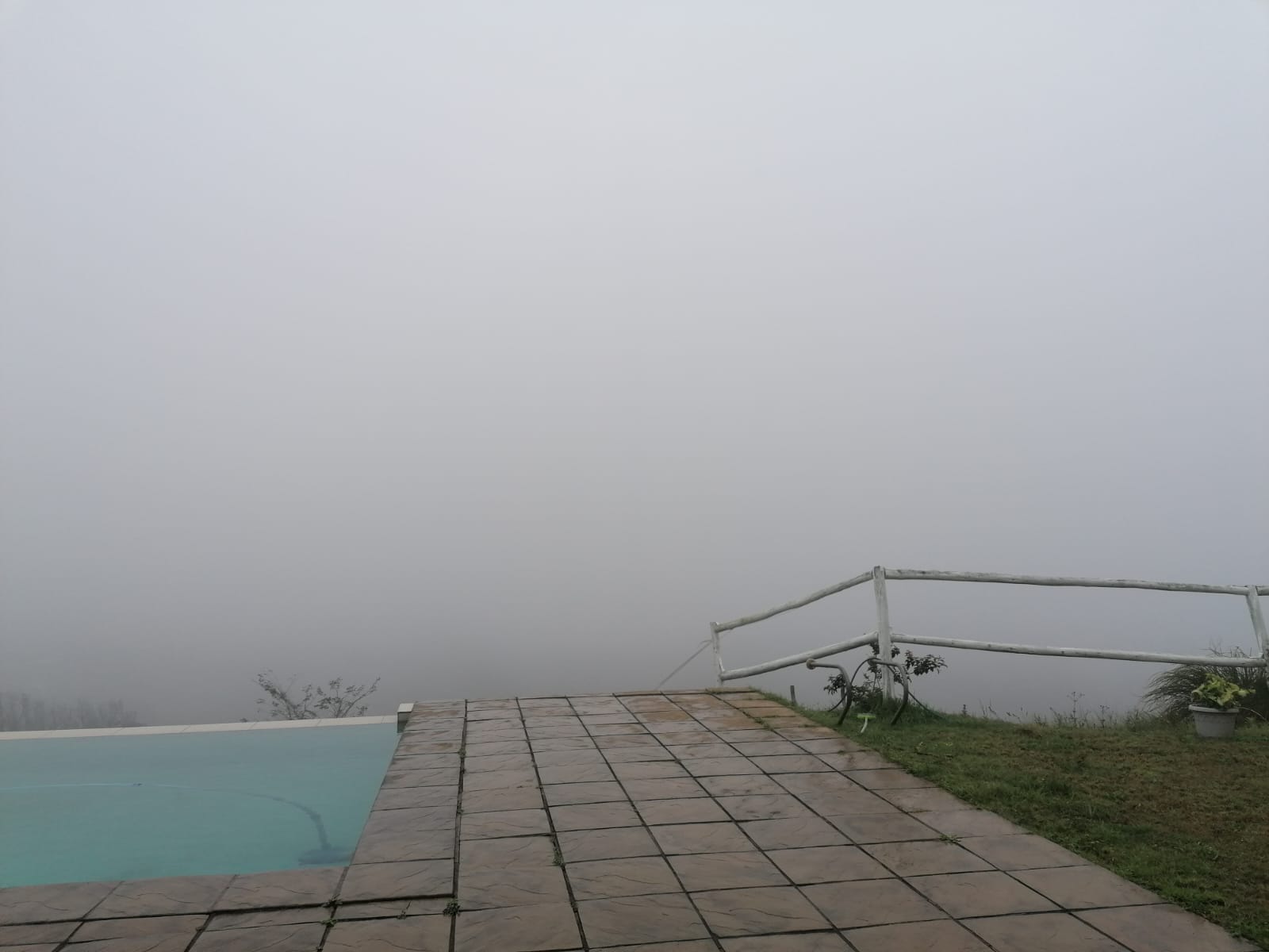 Infinity pool on a misty day